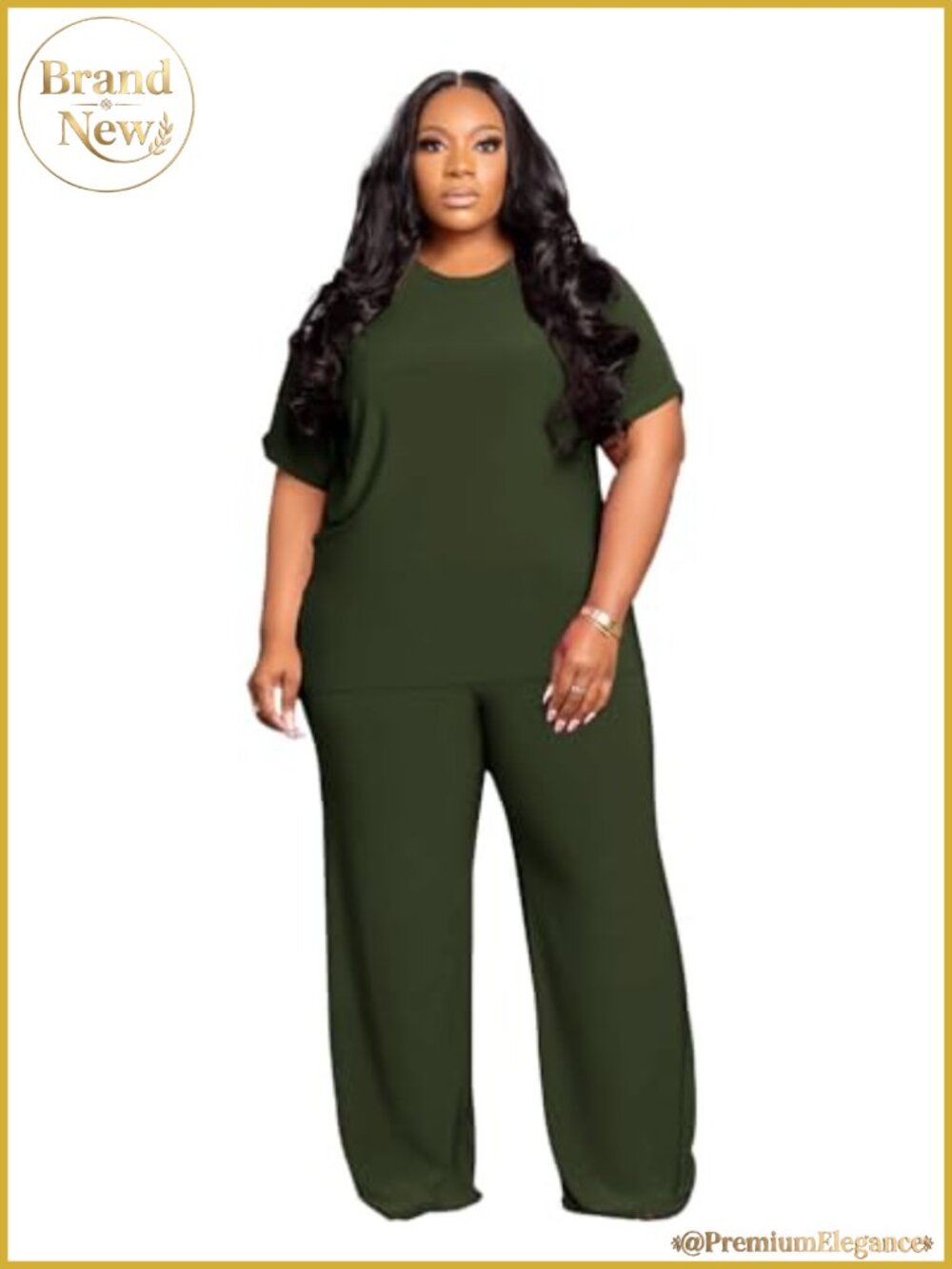 Women's Plus Size Two Piece Sweatsuit Set Short Sleeve Top Wide Leg Pants